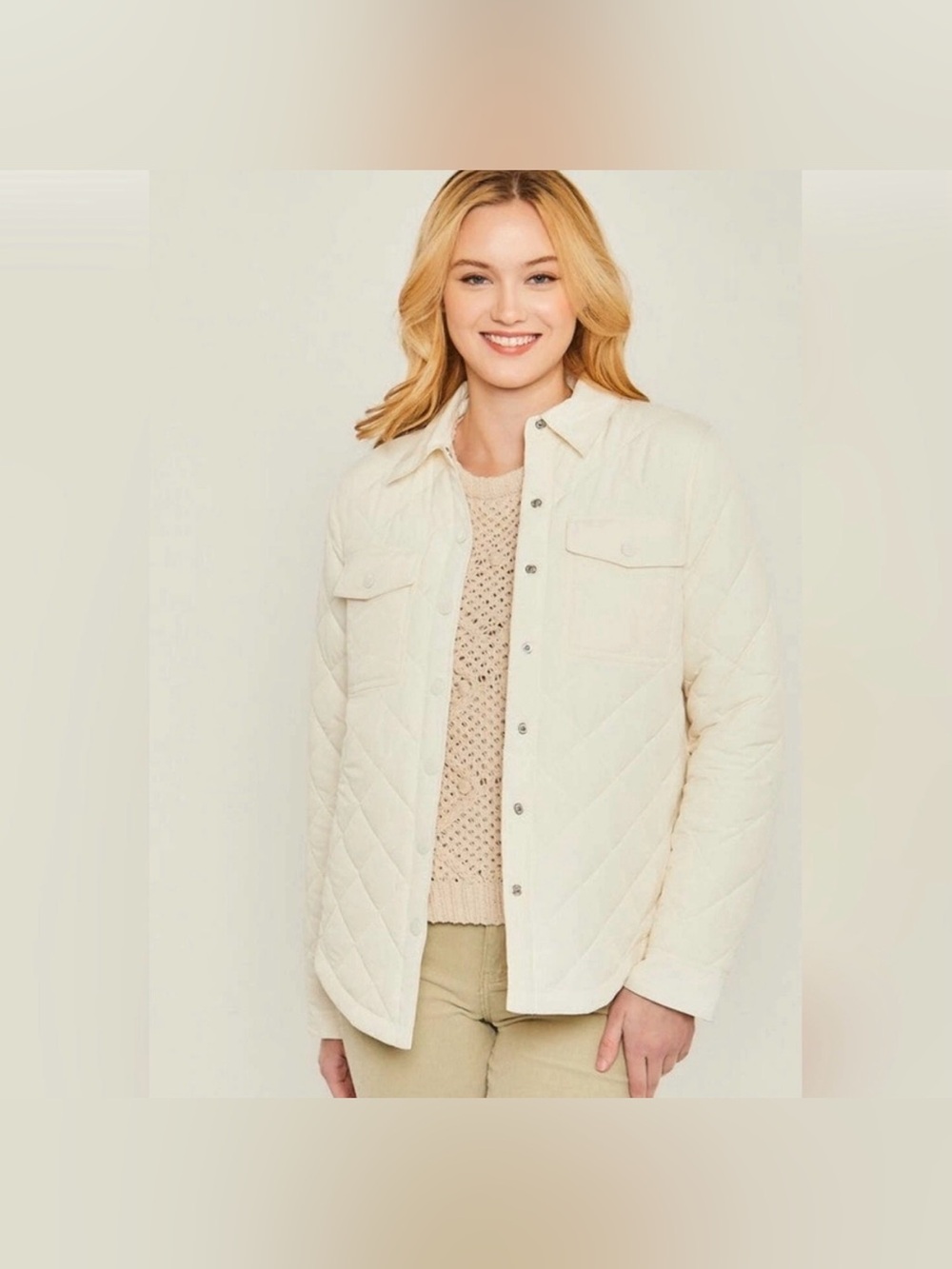 Love Tree Quilted Faux-Leather Shirt Jacket Size Large - C10-027